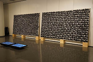 Artwork by Yang Jiechang on display in the exhibition 'Good Morning Hong Kong' at the Hong Kong Central Library, Causeway Bay, 25 June 2015