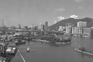 Rambler Channel and Tsing Yi, viewed from the AIrport Express, 29 June 2015