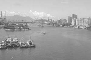 Rambler Channel, viewed from the Airport Express, 29 June 2015