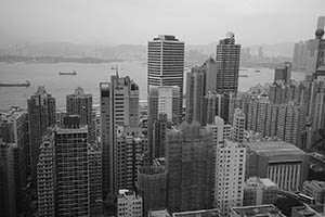 View towards Victoria Harbour from HKU, Pokfulam, 7 July 2015