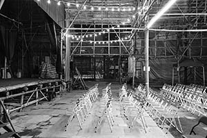 Temporary matshed theatre for Chinese Opera during the Hungry Ghost Festival, Sun Yat Sen Memorial Park, Sai Ying Pun, 29 August 2015