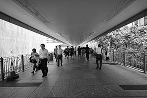 Section of overhead walkway linking the MTR station to the Immigration Tower, Wanchai, 31 August 2015