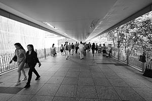 Section of overhead walkway linking the MTR station to the Immigration Tower, Wanchai, 31 August 2015