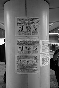 Posters on an overhead walkway linking the MTR station to the Immigration Tower, Wanchai, 31 August 2015