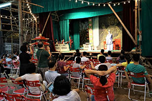 Temporary matshed theatre for Chinese Opera during the Hungry Ghost Festival, Sun Yat Sen Memorial Park, Sai Ying Pun, 31 August 2015