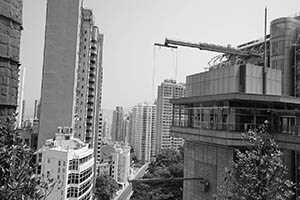 The elevator tower connecting the University of Hong Kong to its MTR station, Pokfulam, 25 August 2015