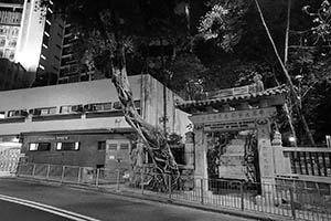 The entrance of the Tang Chi Ngong Building of the University of Hong Kong, Bonham Road, 25 August 2015