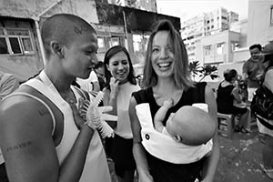 Performance artist boychild and AAA director Claire Hsu at a rooftop party for a new art space 'Things That Can Happen', Sham Shui Po, Kowloon, 5 September 2015