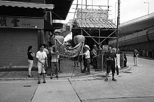 Temporary shrine for the Hungry Ghost Festival, Connaught Road West, Sheung Wan, 6 September 2015