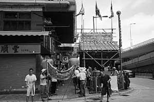 Temporary shrine for the Hungry Ghost Festival, Connaught Road West, Sheung Wan, 6 September 2015