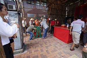 Temporary street shrine for the Hungry Ghost Festival, Connaught Road West, Sheung Wan, 6 September 2015