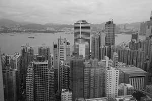 Victoria harbour, viewed from HKU, Pokfulam, 1 September 2015