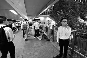 Overhead walkway linking the Wanchai MTR station to the Immigration Tower, Wanchai, 1 September 2015