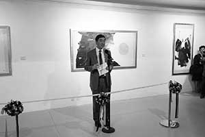 Joseph Sung at an exhibition opening, Pao Galleries, Hong Kong Arts Centre, Harbour Road, Wanchai, 23 September 2015