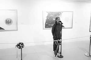 Tang Hoi Chiu, speaking at an exhibition opening, Pao Galleries, Hong Kong Arts Centre, Harbour Road, Wanchai, 23 September 2015