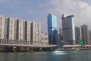 The Island Eastern Corridor, viewed from Victoria Harbour, 20 September 2015