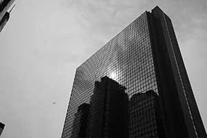 Buildings reflected in a building, Central, 3 September 2015