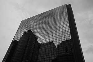 Buildings reflected in a building, Central, 3 September 2015