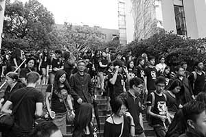 HKU staff in a protest against threats to academic freedom, University of Hong Kong campus, 6 October 2015