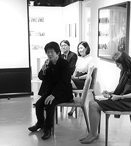 Japanese photographer Daido Moriyama at an exhibition of his work, Ice House Street, Central, 7 October 2015