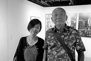 Maggie Wong and Leong Ka Tai at an exhibition opening, Ice House Street, Central, 7 October 2015