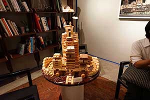 Artwork by Song Dong made from edible materials, displayed in a restaurant, Duddell Street, Central, 7 October 2015