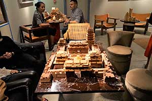 Artwork by Song Dong made from edible materials, displayed in a restaurant, Duddell Street, Central, 7 October 2015