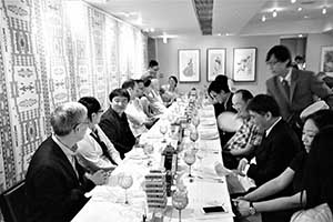 A dinner in Duddell's following the opening of an exhibition by Song Dong, Central, 7 October 2015