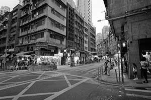 Street scene at the junction of Queen's Road West and Eastern Street, Sai Ying Pun, 19 October 2015