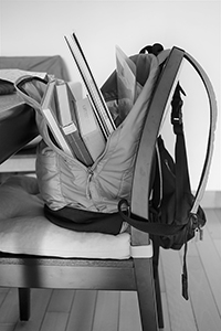 Backpack filled with books, Sheung Wan, 1 October 2015