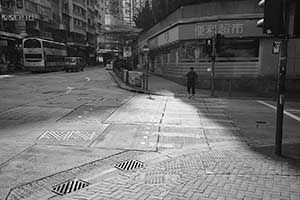 Street scene at the junction of Queen's Road West and Queen Street, Sheung Wan, 31 October 2015