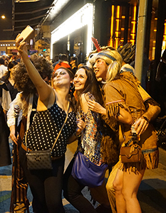 Halloween crowds on Wyndham Street, Central, 31 October 2015