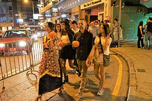 Halloween crowds on Wyndham Street, Central, 31 October 2015