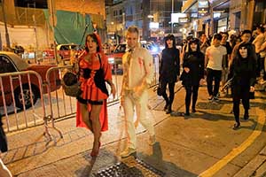 Halloween costume, Wyndham Street, 31 October 2015