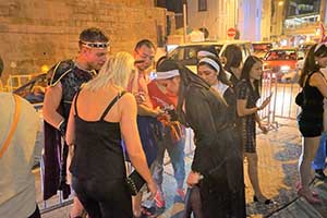 Halloween crowds on Wyndham Street, Central,  31 October 2015