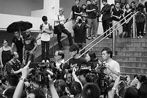 HKU staff in a protest against threats to academic freedom, University of Hong Kong campus, 6 October 2015