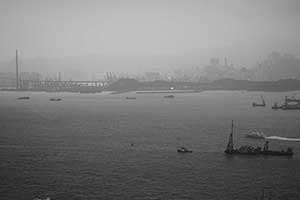 Victoria Harbour and Stonecutters Island viewed from Sheung Wan, 2 October 2015