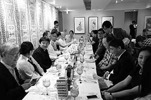 A dinner in Duddell's following the opening of an exhibition by Song Dong, Central, 7 October 2015