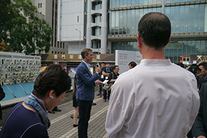 Launch of Antony Gormley's Event Horizon installation in Hong Kong, Statue Square, Central, 19 November 2015