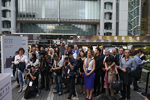 Guests at the opening ceremony for the Hong Kong installation of Antony Gormley's Event Horizon, Statue Square, 19 November 2015