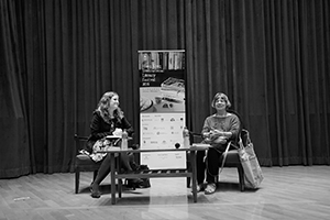 Novelist Margaret Drabble (right) giving a talk at the University of Hong Kong, 8 November 2015