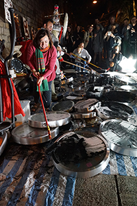 Participants in a Frog King (Kwok Mang Ho) performance, Chancery Lane, Central, 1 December 2015