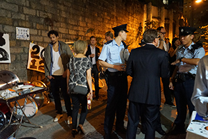 Police called to a performance art event outside the Chancery Lane Gallery, Chancery Lane, Central, 1 December 2015
