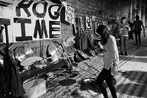 Frog King (Kwok Mang Ho) performance and installation, Chancery Lane, Central, 1 December 2015