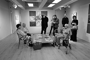 Rasheed Araeen in his exhibition at Rossi & Rossi, Wong Chuk Hang, 5 December 2015