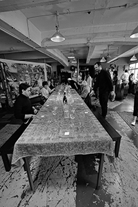 Meal after an exhibition opening at Rossi & Rossi, Wong Chuk Hang, 5 December 2015