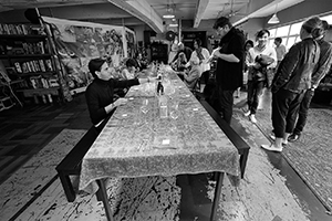Meal after an exhibition opening at Rossi & Rossi, Wong Chuk Hang, 5 December 2015
