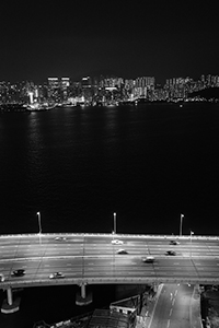 The Island Eastern Corridor viewed from a high floor, North Point, Hong Kong Island, 11 December 2015