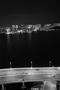 The Island Eastern Corridor viewed from a high floor, North Point, Hong Kong Island, 11 December 2015