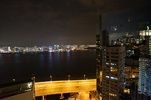 Reflection of buildings on a building, North Point, Hong Kong Island, 11 December 2015